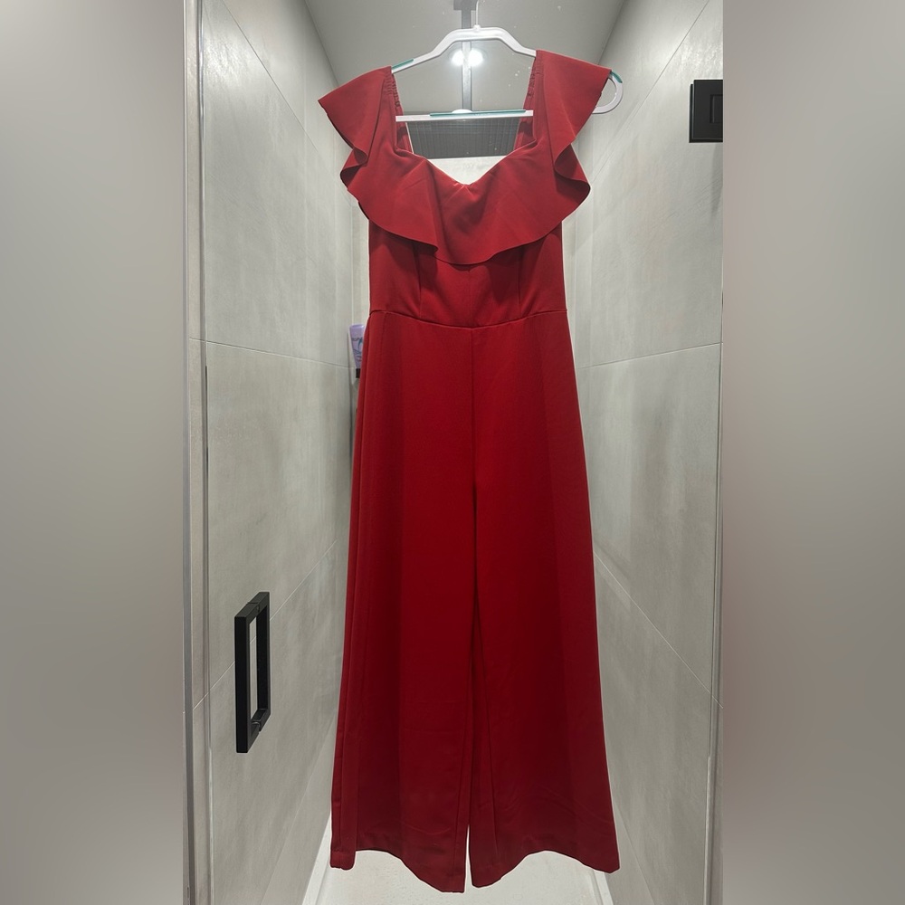 H&M Red Wide Leg Jumpsuit